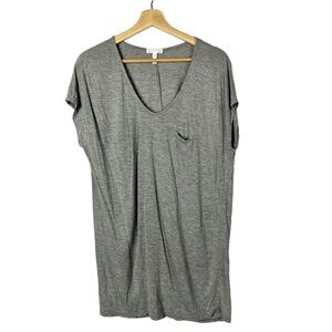 Leith Light Gray Pocket Front Scoop Neck Short Sleeve Tunic M